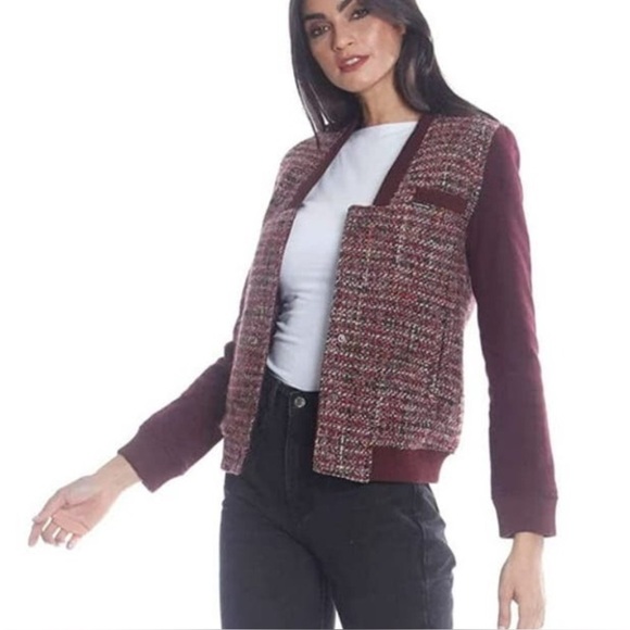 Members Only Jackets & Blazers - NWT Members Only Burgundy Tweed Jacket